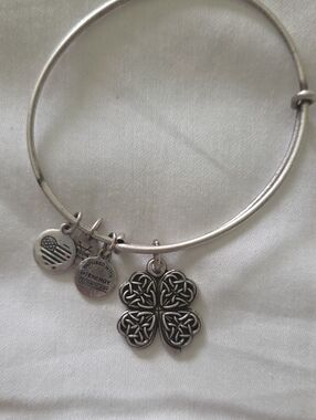 Alex and Ani Silver Four-Leaf Clover Charm Bracelet